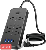 Lot of 5 Power Strip Surge Protector with 6 Outlet
