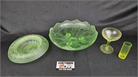 Green Depression Vaseline Uranium Glass