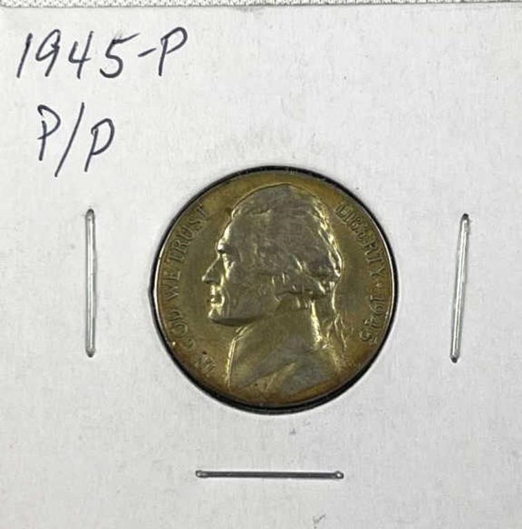 1945 P/P Jefferson Nickel Overdate Error