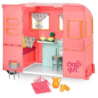 $70  RV Seeing You Camper for 18 Dolls - Pink