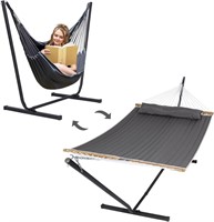 SUNCREAT 2-in-1 Outdoor Patio Hammock with Stand
