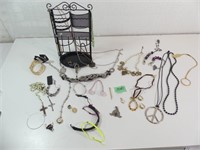 Qty of Costume Jewelry with Stand