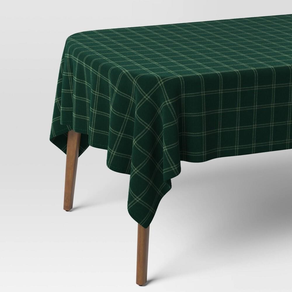 $20  84x60 Plaid Tablecloth Green - Threshold