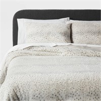 $69  King Luxe Faux Fur Comforter Set Snow Leopard