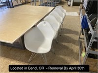LOT, (5) PLASTIC SEAT W/WIRE BASE CHAIRS (LOCATED