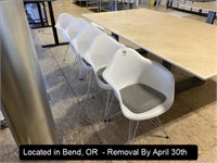 LOT, (5) PLASTIC SEAT W/WIRE BASE CHAIRS (LOCATED