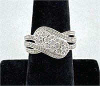 925 Silver Diamond Wave Ring