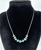 925 Silver Liquid Silver Turquoise Necklace