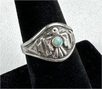 925 Silver Turquoise Thunderbird Ring