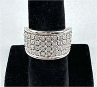 925 Silver Wide Band Diamond Ring