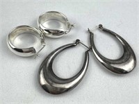 (2) 925 Silver Hoop Earrings