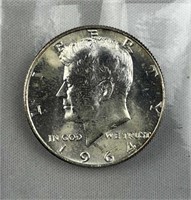 1964 90% Silver JFK Half Dollar, UNC
