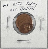 No Date Major Off Center Error Lincoln Cent