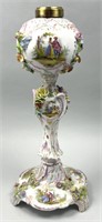 Dresden Porcelain Lamp w/ Applied Flowers.