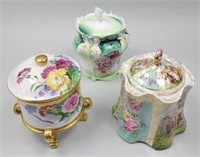 3 European Porcelain Lided Jars.
