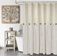 New Farmhouse Shower Curtain,Beige and Brown