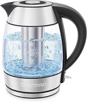 Chefman Electric Glass Kettle,Fast Boiling Water H
