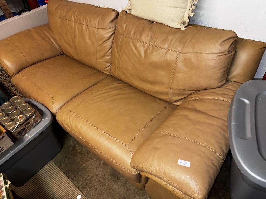 LEATHER BROWN COUCH WITH WEAR