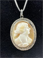 925 Silver Cameo Pendant Necklace