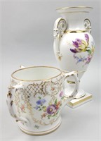 Meissen Porcelain Vase & Dresden Loving Cup.