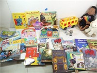 Toys and Children Books with bin