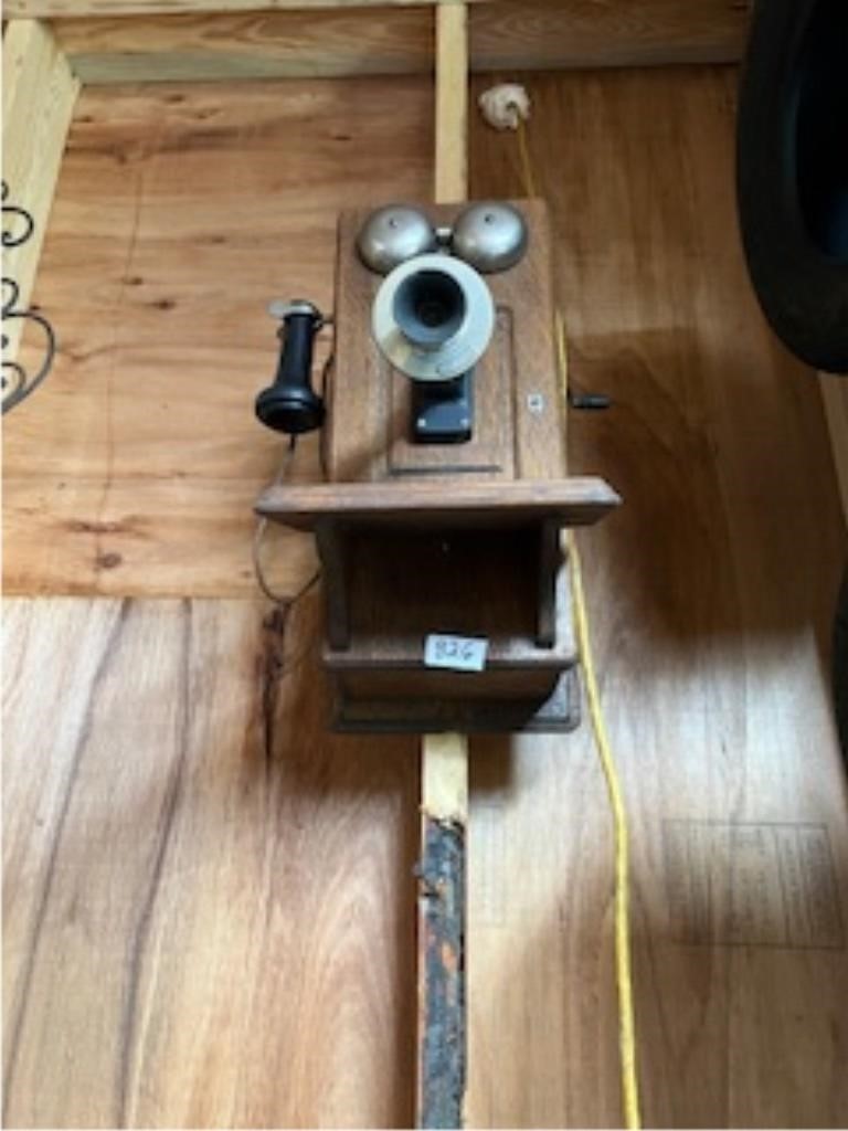 ANTIQUE WOODEN WALL PHONE