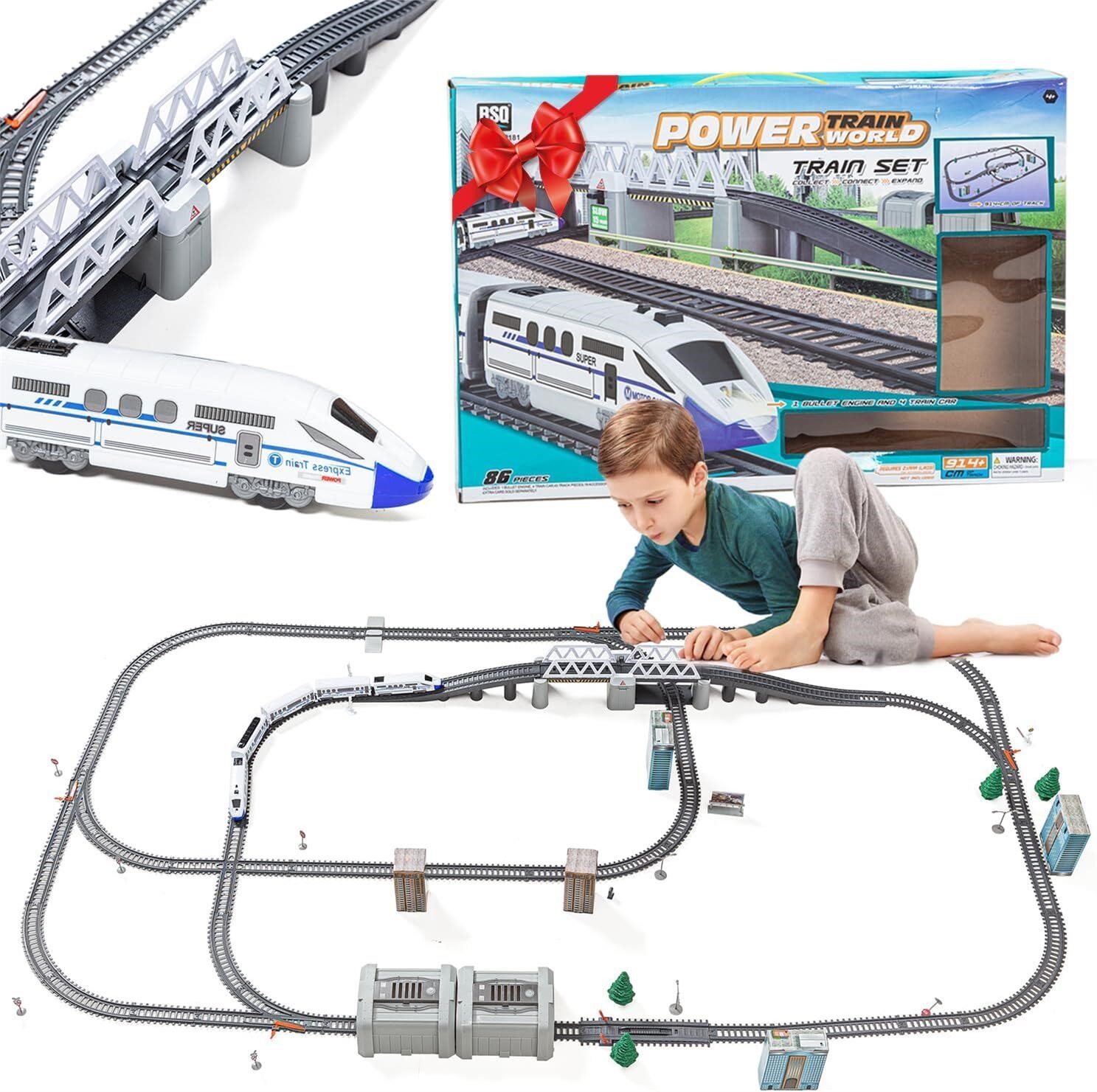 High Speed Bullet Train Set with Tracks  Light