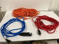 3 Extension Cords. Assorted lengths