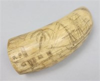 Dated 1855 Scrimshaw Whale Tooth.