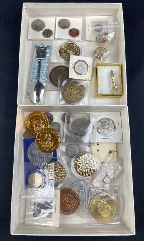 Vintage 'Junk Drawer' Lot, Coins, Medals & More
