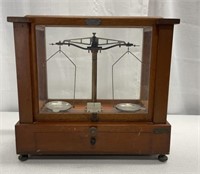 Kaufman Lattimer Scale In Wood And Glass Case