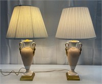 Frederick Cooper Style Porcelain Swan Table Lamps