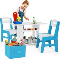 Bateso, Kids  Wooden Table & Chair Set with Storag