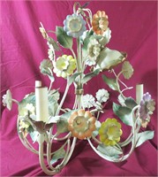 VINTAGE ITALIAN TOLE FLOWER CHANDELIER