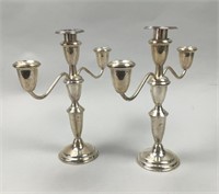 2 Empire Sterling Silver Weighted Candlesticks.