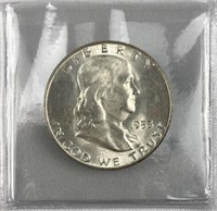 1953-D Franklin Silver Half Dollar, US 50c Coin