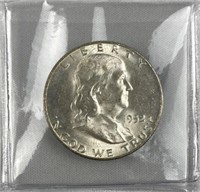 1952-D Franklin Silver Half Dollar, US 50c Coin