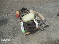 Pallet of Assorted Hose, Rope, Door Chains and Mor
