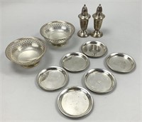 8 pc Sterling Silver, 2pc Weighted Silver Shakers.