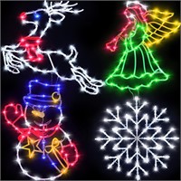 $43  16in Xmas Lights - 4pk Reindeer & Snowman