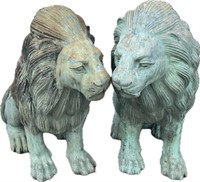 Excellent Pair of Cast Bronze Garden Lions.
