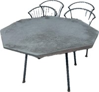 Slate Table w/ Wrought Iron Chairs.