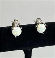 925 Silver & Opal Post Earrings