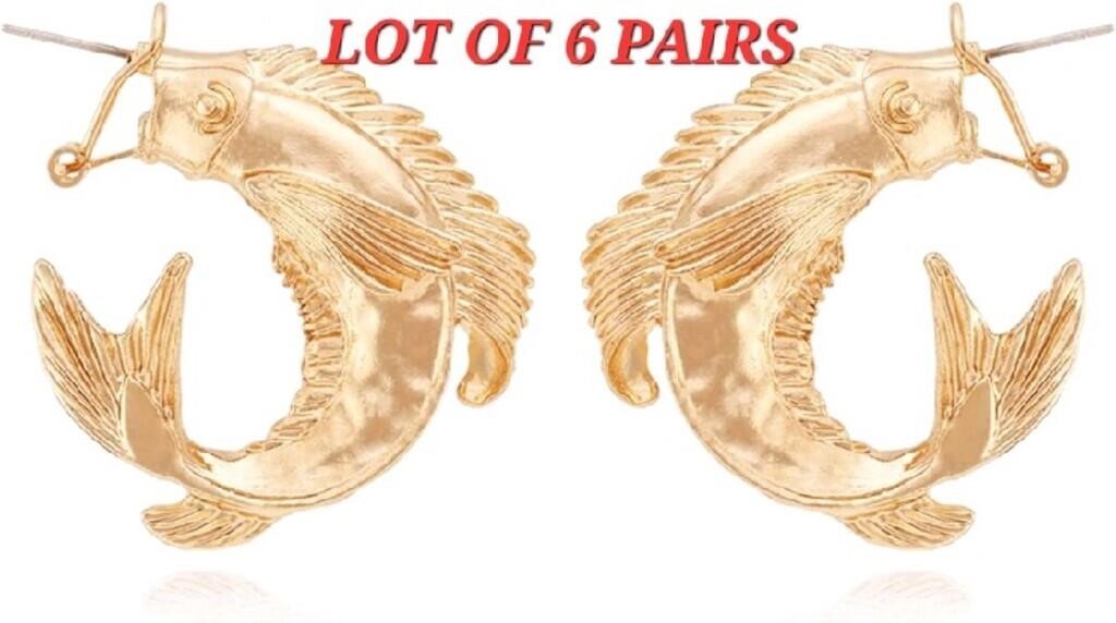 LOT OF 6 - Fashion Jewelry Gold Dangle Earrings fo