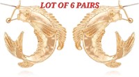LOT OF 6 - Fashion Jewelry Gold Dangle Earrings fo