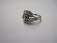 Vintage 14K White Gold + Diamond Ring