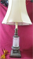 VINTAGE MID CENTRY GLASS AND BRASS LAMP