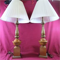 PAIR OF GOLD AND BROWN LAMPS