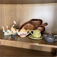 Ceramic Geese, Cups, Creamers