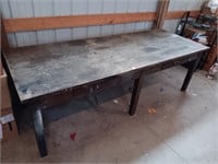 Antique wood work table 30" x 36" x 96"